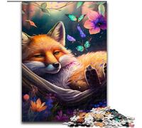 Rompecabezas de 1000 Piezas para Adultos, Hermoso Zorro Hecho de Madera, lo Que lo Convierte en un Gran Regalo para la diversión Familiar, 50x75cm, un Regalo Ideal para Navidad o cumpleaños