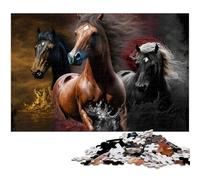 Rompecabezas de 1000 Piezas para Adultos Hermosos Caballos Corriendo Rompecabezas desafiante y difícil Una Obra de Arte para Adolescentes a Partir de 14 años (tamaño 75 x 50 cm)
