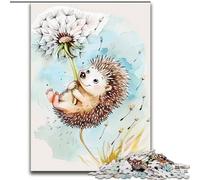 Rompecabezas de 1000 Piezas para Adultos, Hermosos erizos de Acuarela de Madera, Ideal para Decorar o como Regalo de cumpleaños, 50x75cm, desafiante Rompecabezas, Juguete Relajante para Adolescentes