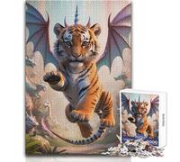 Rompecabezas de 1000 Piezas para Adultos, híbrido, Tigre, Cachorro, dragón con alas, Relajante, Tranquilo, para Interiores, Divertido, Corte preciso, Juguete de Juego, tamaño 38x52cm