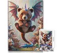 Rompecabezas de 1000 Piezas para Adultos, híbrido, Unicornio, Oso, con alas de dragón, Juguete para Disfrutar del Tiempo Libre, Tranquilo, con Ajuste preciso, tamaño 38x52cm