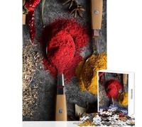 Rompecabezas de 1000 Piezas para Adultos Hierbas y Especias en cucharas Juegos educativos Juguete de desafío difícil Decoración de Pared para cumpleaños y Navidad (38x26cm)