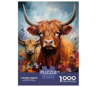 Rompecabezas De 1000 Piezas para Adultos Highland Cow and Calf Rompecabezas para Adultos Juego Familiar Decoración De Pared Gran Regalo para Jugar 52x38cm/1000pcs