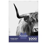 Rompecabezas De 1000 Piezas para Adultos Highland Cow Black & White Rompecabezas para Adultos Juegos Divertidos Desafío Difícil Interacción Entre Padres E Hijos 52x38cm/1000pcs