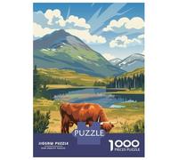 Rompecabezas De 1000 Piezas para Adultos Highland Cow in Mountain Landscape Rompecabezas para Adultos Juego De Ingenio Decoración Perfecta Regalos De Cumpleaños Y Únicos 70x50cm/1000pcs