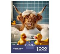 Rompecabezas De 1000 Piezas para Adultos Highland Cow in The Bath Rompecabezas para Adultos Juegos De Relajación Desafío Difícil Regalo De Cumpleaños, Regalos, 70x50cm/1000pcs