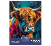 Rompecabezas De 1000 Piezas para Adultos Highland Cow Oil Effect Rompecabezas para Adultos Juego De Ingenio Una Obra De Arte Interacción Entre Padres E Hijos 70x50cm/1000pcs