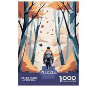 Rompecabezas De 1000 Piezas para Adultos Hiker Hiking Through An Autumn Forest Rompecabezas para Adultos Juguetes Antiestrés Ensamblaje De Patrones Interacción Entre Padres E Hijos 52x38cm/1000pcs