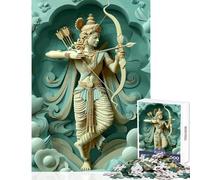 Rompecabezas de 1000 Piezas para Adultos hinduismo Dios Rama Juguete Educativo Regalo de cumpleaños Juegos Divertidos con póster a Juego y Hoja de Trivia tamaño 50x75cm