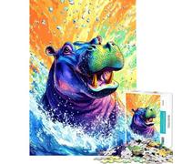 Rompecabezas de 1000 Piezas para Adultos Hipopótamo acuático Rompecabezas para Adultos Juego Familiar decoración de Pared Actividades Divertidas en casa (tamaño 38x26cm)