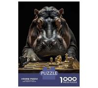 Rompecabezas De 1000 Piezas para Adultos Hippopotamus Chess Rompecabezas para Adultos Juego Familiar Difícil Difícil Y Desafiante 38x26cm/1000pcs