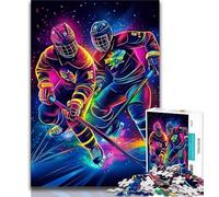 Rompecabezas de 1000 Piezas para Adultos Hockey sobre Hielo Deportes Adolescentes Juego de Preguntas decoración de Pared cumpleaños y Navidad 26x38cm