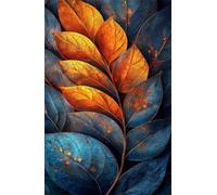 Rompecabezas de 1000 Piezas para Adultos - Hojas Azules Amarillas | Arte Exquisito y Decoración de Pared 75x50cm | Pasatiempo Desafiante y Nivel Imposible para Regalo