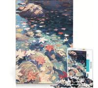 Rompecabezas de 1000 Piezas para Adultos: Hojas de otoño flotando en el Agua, Juegos Familiares, Carrera de Velocidad, Ideal para Decorar el Escritorio 38x26cm