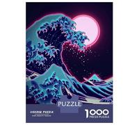 Rompecabezas De 1000 Piezas para Adultos Hoksau Wave Neon in Moon Rompecabezas para Adultos Juego Familiar Decoración De Pared Desafiante De Completar 38x26cm/1000pcs