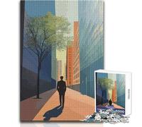 Rompecabezas de 1000 Piezas para Adultos: Hombre Caminando por la Ciudad, Juego Familiar, Divertido y Divertido, Juguete Educativo, tamaño 38x52cm