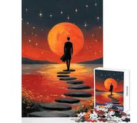 Rompecabezas de 1000 Piezas para Adultos Hombre Caminando sobre peldaños hacia la Luna Juguete Educativo Regalo Divertido Juegos educativos para Mejorar el Amor en Pareja tamaño 38x52cm