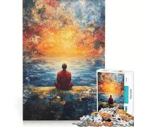 Rompecabezas de 1000 Piezas para Adultos Hombre contemplando la Puesta de Sol Juegos educativos para Mejorar la Memoria cumpleaños y Navidad 50x75cm