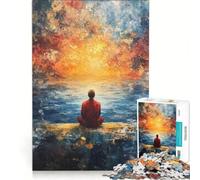Rompecabezas de 1000 Piezas para Adultos Hombre contemplando la Puesta de Sol Juegos relajantes interacción Entre Padres e Hijos Regalo de cumpleaños Regalos de Viaje 38x26cm