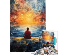 Rompecabezas de 1000 Piezas para Adultos Hombre contemplando la Puesta de Sol Rompecabezas para Adultos Juegos relajantes Regalo de cumpleaños difícil y desafiante (tamaño 38x26cm)