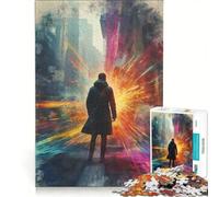 Rompecabezas de 1000 Piezas para Adultos Hombre Mirando hacia un Futuro Brillante Juego práctico Carrera de Velocidad Manual con Piezas de Formas aleatorias Que encajan Perfectamente 50x75cm