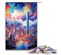 Rompecabezas de 1000 Piezas para Adultos Hong Kong está rodeado de Salpicaduras Muchos Juguetes educativos intelectuales y descompresores de Colores Ideas de Regalo de 75 x 50 cm