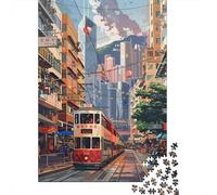 Rompecabezas De 1000 Piezas para Adultos Hong Kong Tramway Ride Rompecabezas para Adultos Juegos Familiares Decoración del Hogar Desafío Educativo 38x26cm/1000pcs
