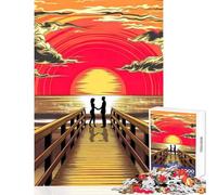 Rompecabezas de 1000 Piezas para Adultos Hora Dorada Atardecer Abrazo Junto al océano Juguete Educativo Regalo para cumpleaños Juegos educativos Cada Pieza es única - Tamaño 38x26cm