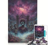 Rompecabezas de 1000 Piezas para Adultos Horda de Zom mergiendo de la Puerta del Cementerio decoración de Pared de Juguete dificultad Alta cumpleaños y Navidad 38x26cm