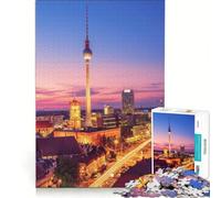 Rompecabezas de 1000 Piezas para Adultos: Horizonte de Berlín de Noche, Juego de ingenio, dificultad Alta, para Fortalecer el Amor en Pareja 38x52cm