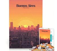 Rompecabezas de 1000 Piezas para Adultos: Horizonte de Buenos Aires al Atardecer Juegos Divertidos para la interacción Entre Padres e Hijos Regalo Ideal para quienes Buscan un desafío 38x52cm