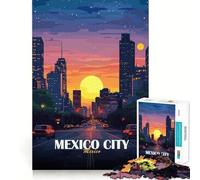 Rompecabezas de 1000 Piezas para Adultos Horizonte de la Ciudad de México al Atardecer Diseño de Bordes precisos Juego de lógica Momento de diversión y relajación Regalo Ideal para el Tiempo Libre