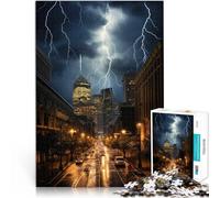 Rompecabezas de 1000 Piezas para Adultos Horizonte de Lightning City Hecho de cartón Apto para Mayores de 14 años. Un desafío difícil Regalo Educativo de Aprendizaje tamaño:26x38cm