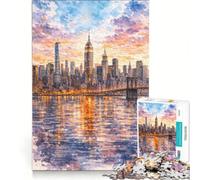 Rompecabezas de 1000 Piezas para Adultos, Horizonte de Nueva York, Juegos educativos, decoración del hogar, colección de Artistas, Bellas Artes 38x26cm