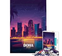 Rompecabezas de 1000 Piezas para Adultos Horizonte Nocturno de Doha Qatar Juguete Educativo e Intelectual Divertido y Original Regalo de cumpleaños Tamaño 38x52cm