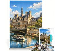 Rompecabezas de 1000 Piezas para Adultos: Hôtel De Ville Paris, Juegos Divertidos, interacción Entre Padres e Hijos, Cada Pieza es única 50x75cm