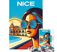 Rompecabezas de 1000 piezas para adultos Hotel Negresco de Niza Francia Lámina artística de viaje para juegos educativos Juguete de desafío para el análisis y la lógica Regalos de cumpleaños (75x50cm)