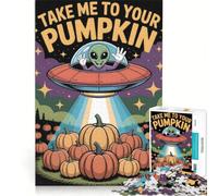 Rompecabezas de 1000 Piezas para Adultos: Huerto de Calabazas alienígenas, Dibujos Animados de Halloween, Juegos Familiares, Entrena tu Cerebro y Tus Manos, Toda la Familia