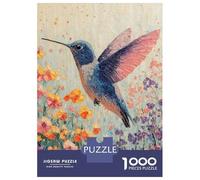 Rompecabezas De 1000 Piezas para Adultos Hummingbird in A Field of Flowers Rompecabezas para Adultos Juego De Ingenio Una Obra De Arte Interacción Entre Padres E Hijos 70x50cm/1000pcs