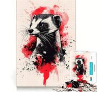 Rompecabezas de 1000 Piezas para Adultos Hurón de Patas Negras Decoración Elegante y Funcional,Juego Divertido y lúdico,Juego de Paz,Actividad de cumpleaños 38x26cm