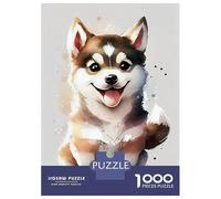 Rompecabezas De 1000 Piezas para Adultos Husky Watercolor Cute Rompecabezas para Adultos Juegos De Relajación Una Obra De Arte Regalos para Amigos Y Familiares 52x38cm/1000pcs