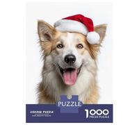 Rompecabezas De 1000 Piezas para Adultos Icelandic Sheepdog with Santa Hat Rompecabezas para Adolescentes Juguete Decoración De Pared Alivio del Estrés 70x50cm/1000pcs