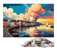 Rompecabezas de 1000 Piezas para Adultos ilustración a Color de la Isla de Creta Grecia Diversión Familiar Actividades para el hogar Regalo de cumpleaños Regalos de Viaje 1000 Piezas (38 x 26 cm)