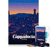 Rompecabezas de 1000 Piezas para Adultos Ilustración de Paisaje Nocturno de Capadocia,Turquía Juego de lógica de Ajuste Juguete Divertido Juego de Regalo de cumpleaños (50x75cm)