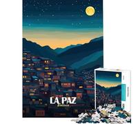 Rompecabezas de 1000 Piezas para Adultos Ilustración de Paisaje Nocturno de La Paz Bolivia Juego práctico y Educativo Regalos de cumpleaños para Toda la Familia Tamaño 38x52cm