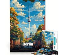 Rompecabezas de 1000 Piezas para Adultos,ilustración de Paisaje Urbano de Berlín,Alemania,Juego de Corte sin Costuras,Juego de ingenio,Juego Casual, (38x26cm)
