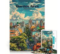 Rompecabezas de 1000 Piezas para Adultos,ilustración de Paisaje Urbano de Buenos Aires,Argentina,Ajuste, Arte,Juego Mental,Regalo,Juego Lento,Arte de Pared navideño (50x75cm)
