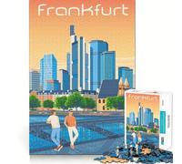 Rompecabezas de 1000 Piezas para Adultos,ilustración de Paisaje Urbano de Frankfurt,Alemania,lámina artística de Viaje,Juego para ejercitar la Mente,Juego Casual,diversión de cumpleaños 38x52cm