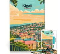 Rompecabezas de 1000 Piezas para Adultos,ilustración de Paisaje Urbano de Kigali,Ruanda,con uniones Suaves,Divertido Rompecabezas de lógica,Juego Casual,Escena navideña (38x26cm)