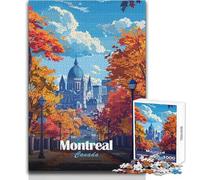Rompecabezas de 1000 Piezas para Adultos, ilustración de Paisaje Urbano otoñal de Montreal, Canadá Diversión Familiar y Noche de Juegos Obra de Arte Divertida y humorística Tamaño de Regalo: 38x26cm